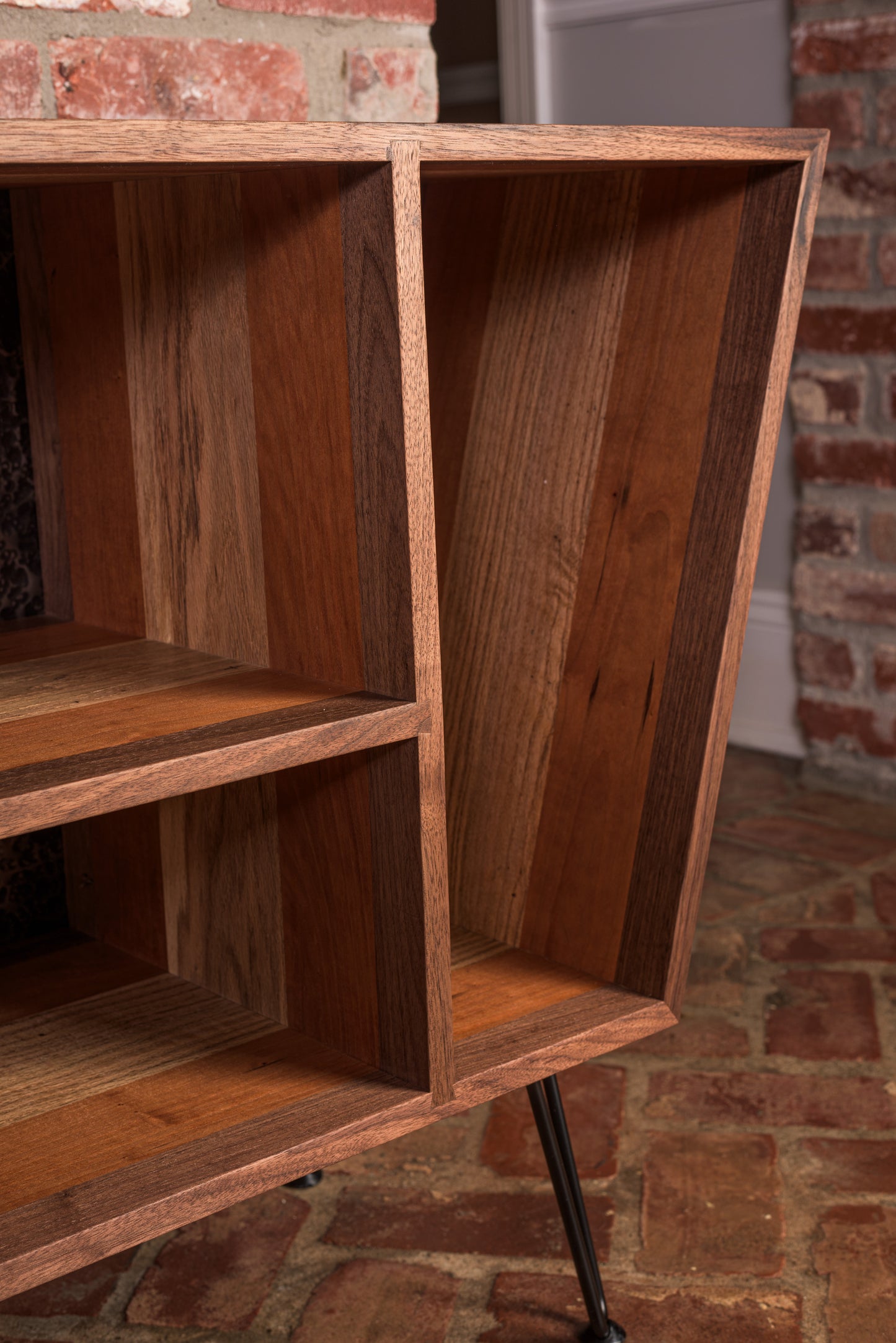 Wood detail of record player cabinet