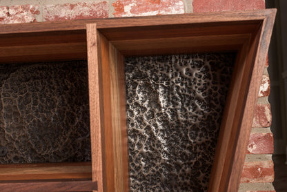 Steel detail of record player cabinet